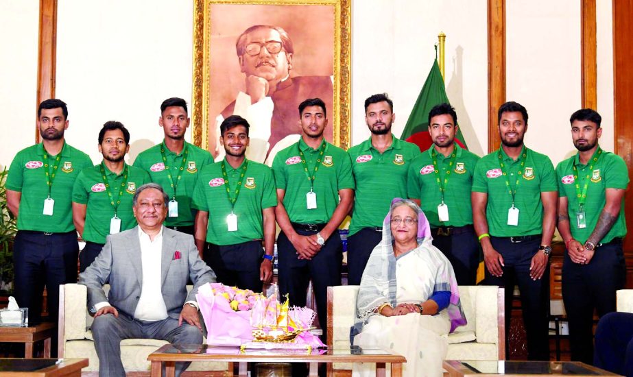 Bangladesh National Team for next World Cup Cricket called on Prime Minister Sheikh Hasina at Ganobhaban and posed for a photo session on Tuesday.