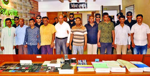 Members of RAB-4 nabbed 15 members of a gang of frauds by conducting raid in different areas of the city. The snap was taken from the city's RAB Media Center on Thursday.