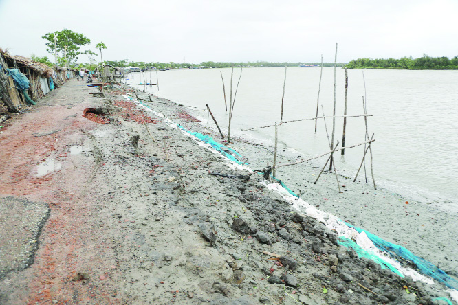 KHULNA: Road at Joymoni Village has badly damaged due to cyclone Fani on Saturday.