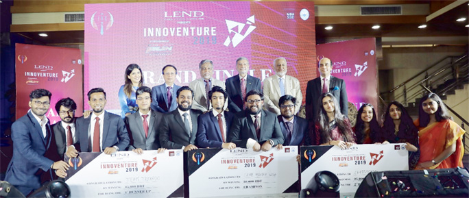 Planning Minister MA Mannan, MP distributing prizes as the Chief Guest at 'Innoventure 2019' held at North South University in the city recently.