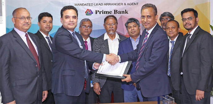 Md. Mamunur Rashid, DMD of X Index Companies Limited, handing over the mandate letter to Shams A. Muhaimin, Head of Structured Finance of Prime Bank as Lead Arranger to raise syndicated facility for development of two power projects at the Bankâ€™s h