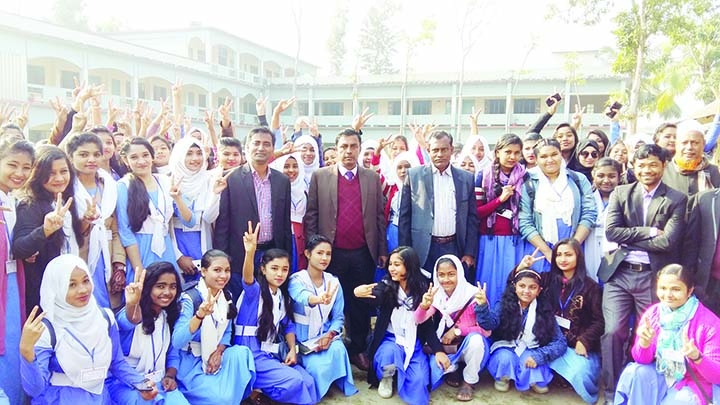 KULAURA (Moulvibazar): Students of Kulaura Girlsâ€™ High School rejoicing their SSC results on Monday.