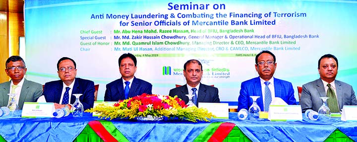 Abu Hena Mohd. Razee Hassan, Head of Bangladesh Financial Intelligence Unit (BFIU) inaugurating a seminar on "Anti Money Laundering & Combating the Financing of Terrorism" for Senior Executives and Officers of Mercantile Bank Limited (MBL) at a hotel in