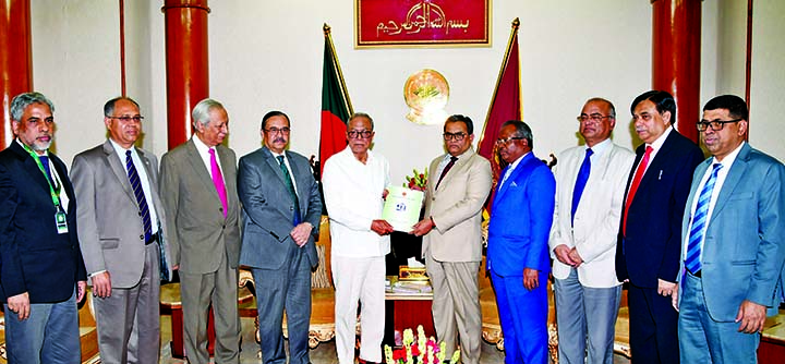 A delegation of Bangladesh Judicial Service Commission (BJSC) led by its Chairman Justice Hasan Foez Siddiqui of the Supreme Court's Appellate Division submitted its annual report of 2018 to President Abdul Hamid at Bangabhaban on Thursday. Press Wing, B