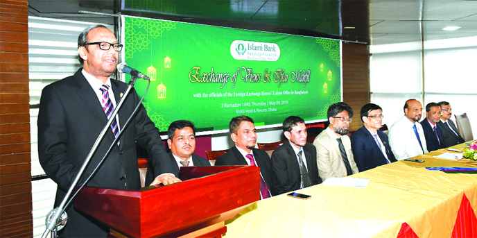 Md. Mahbub ul Alam, Managing Director and CEO of Islami Bank Bangladesh Limited, addressing an exchange of views and Iftar programme organized by the Bank in honor of top executives of Bangladesh Liaison office of Foreign Exchange Houses at a hotel in Dha