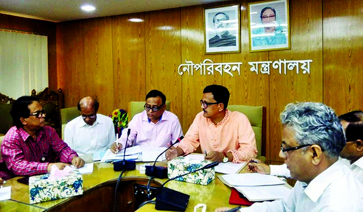 State Minister for Shipping Khalid Mahmud Chowdhury presiding over the meeting on implementation of different programmes marking birth centenary of Father of the Nation Bangabandhu Sheikh Mujibur Rahman at the conference room of the ministry on Monday.