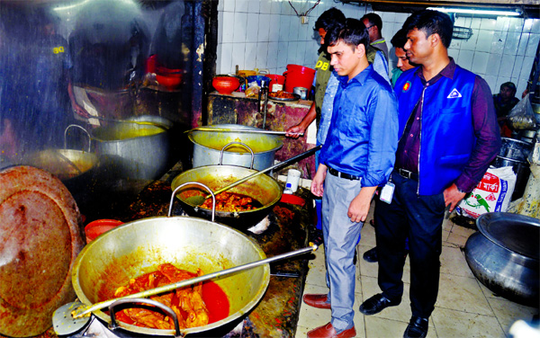 DMP mobile court team raided some hotels in city's Fakirerpool area fined Taka one lakh seventy thousand for running business in unhygienic condition during Ramzan. This photo was taken on Wednesday.