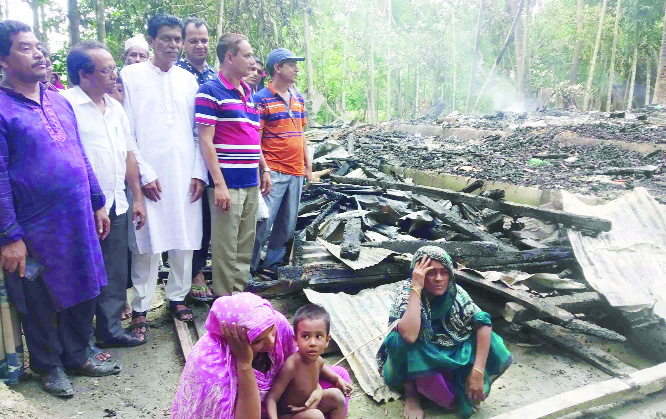 BETAGI (Braguan): A devastating fire gutted dwelling houses of late Abdul Jabbar at Dakshin Chhopkhali Village in Hosnabadh Union recently.