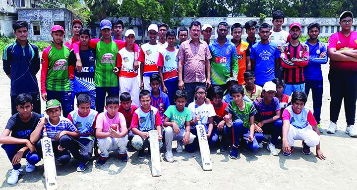 MIRZAPUR (Tangail): Executives of Sports Association, cricketers and trainers posed for a photo session at the opening ceremony of a month- long cricket training at Mirzapur Sheikh Mini Stadium organised by Upazila Sports and National Sports Council r