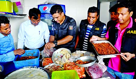 RAB mobile team led by a magistrate raided some fastfood hotels located at a high rise building in Dhanmondi Sankar area on Wednesday and fined the owners Taka 16 lakh 50 thousand for keeping adulterated food and serving to customers.