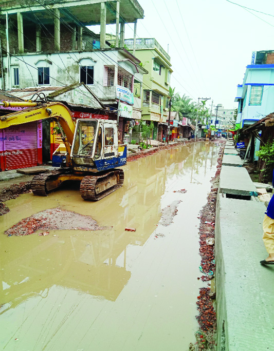 KESHABPUR (Jashore): The dilapideted Hospital Road at Keshabpur needs immediate repair as the road has been closed for two months . This snap was taekn yesterday.