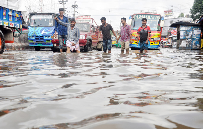 Low-lying areas in Port City have been water- logged after slight rainfall. This snap was taken from Osygen Crossing area yesterday.