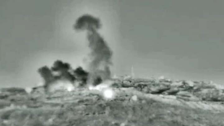 Image released by Israeli military of strike in Syria early on Sunday..