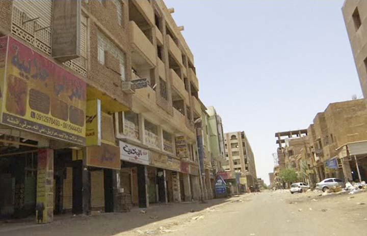 Shops are closed during a general strike, in the Al-Arabi souk business district of Khartoum, Sudan on Sunday.