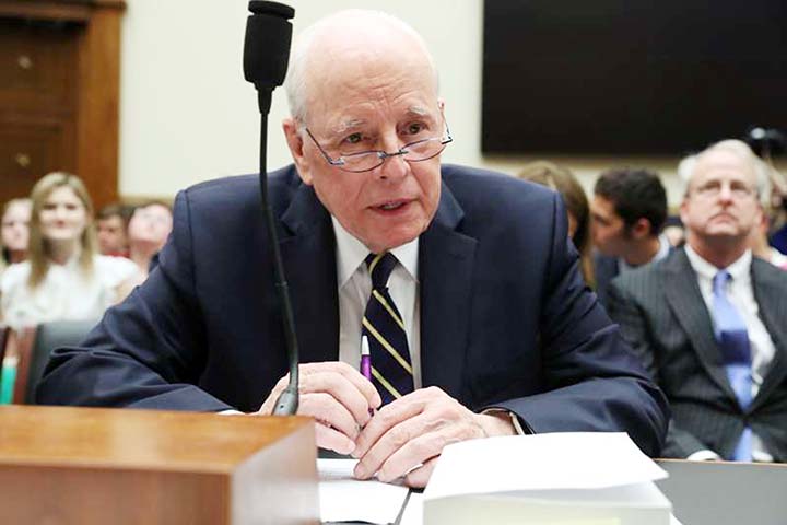 Former White House counsel John Dean, a key figure in the Watergate scandal that toppled former President Richard Nixon, testifies before a House Judiciary Committee hearing titled "Lessons from the Mueller Report" on Capitol Hill.
