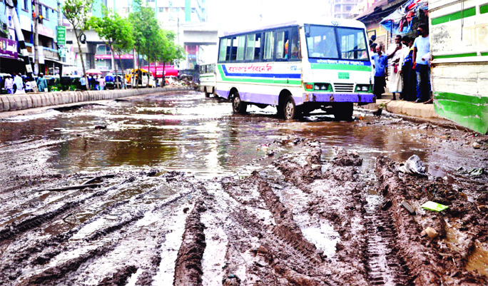 Precarious condition of Jurain main road which is becomes unfit for vehicular movement. This photo was taken on Tuesday.