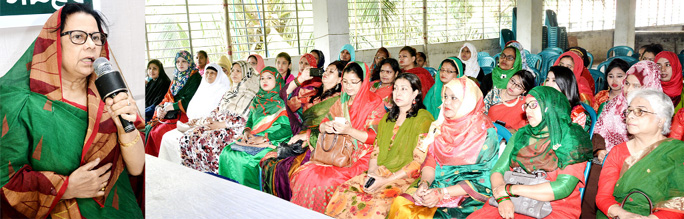 Hasina Mohiuddin, President, President, Mahila Awami League speaking at a discussion meeting on the occasion of Sheikh Hasina's release Day from prison as Chief Guest on Tuesday.
