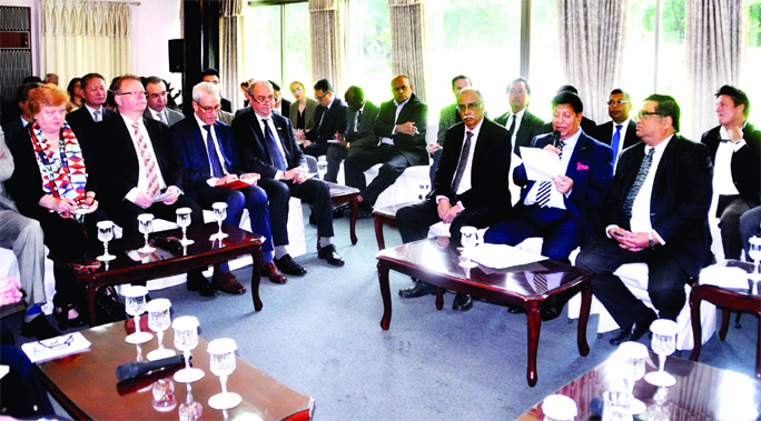 Foreign Minister Dr. Abdul Momen briefing the head of the diplomatic missions and UN agencies at State Guest House Padma in Dhaka on the recent developments related to Rohingya repatriation on Wednesday.