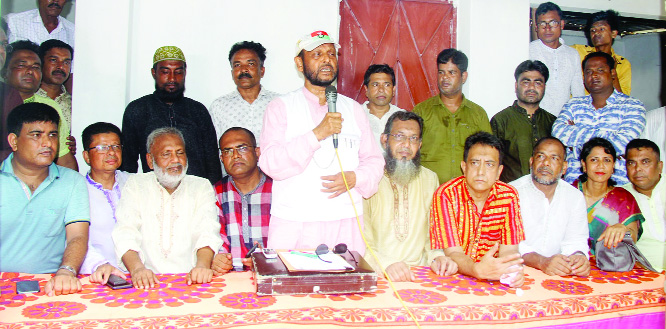 BOGURA: BNP Chairperson's Adviser Md Helaluzzaman Talukder Lalu speaking at an election campaign on behalf of BNP candidate Golam Mohammad Siraj at Sabgram Union yesterday .