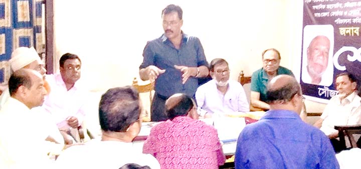 Monjurul Alam Monju, President, Road Transport Owners Group, Chattogram District Unit speaking at a protest meeting condemning extortion of police and harassment of BRTA organised by transports owners and labourers at Port City recently.