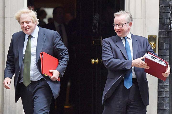 Boris Johnson, then-foreign secretary, and Michael Gove, the Environment Secretary, in June 2017. Both are current candidates to replace Theresa May.