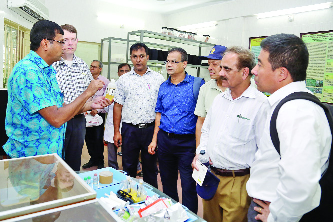 GAZIPUR: Members of a delegation of South Asian Association for Regional Cooperation (SAARC) visiting Bangladesh Agricultural Research Institute (BARI) in Gazipur yesterday.