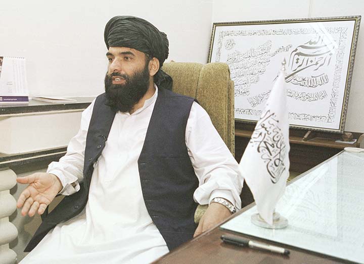 Suhail Shaheen, then Deputy ambassador of the Islamic Republic of Afghanistan, gives an interview in Islamabad, Pakistan.