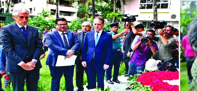 Marking the completion of three years of Holey Artisan Bakery tragedy, relatives and diplomats placing floral wreaths at the place of occurrences in Gulshan on Monday.