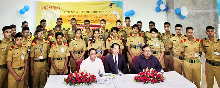 A view of the second round of the International Leadership programme on Education dubbed as 'Intensive Leadership Training Round' comprising of the students of Bangladesh Cadet Colleges held at two different venues on Sunday.