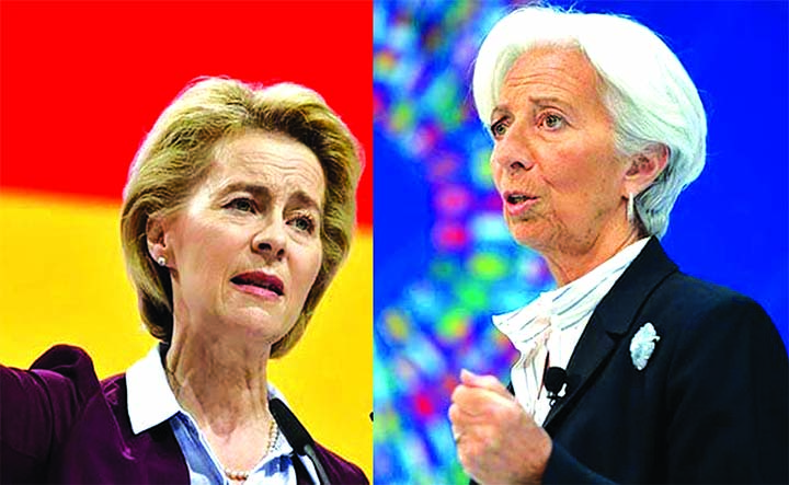 Ursula von der Leyen has been a minister for the past 14 years under German Chancellor Angela Merkel. (Left) Christine Lagarde has led the International Monetary Fund since 2011.