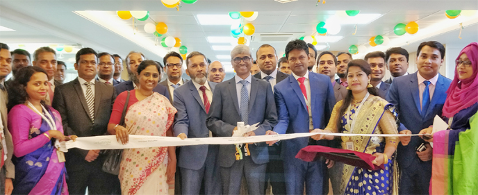 Khwaja Shahriar, Managing Director of LankaBangla Finance Ltd, inaugurating its new office of Cumilla Branch recently to meet customers' expectation and to provide better service.