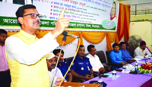 DINAJPUR: State Minister for Shipping Khalid Mahmud Chowdhury MP speaking at a scholarship and sports materials distribution programme among the indigenous people at Birol Upazila Parishad Auditorium jointly organised by Zilla Parishad and Upazila Ad