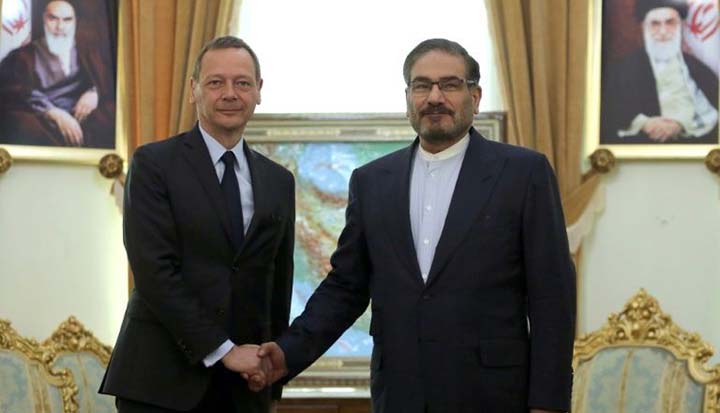 Rear-Admiral Ali Shamkhani Â®, the Secretary of Iran's Supreme National Security Council, met with Emmanuel Bonne, diplomatic advisor to the French President, in the Iranian capital Tehran on Wednesday.