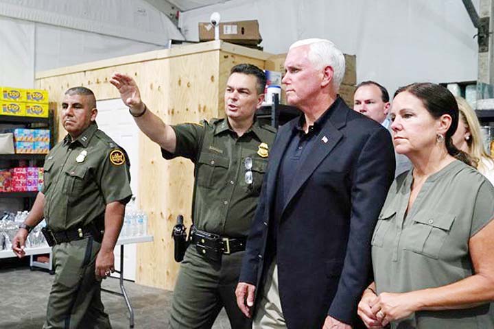 US Vice-President Mike Pence has visited an overcrowded migrant detention near the US-Mexico border on Saturday.