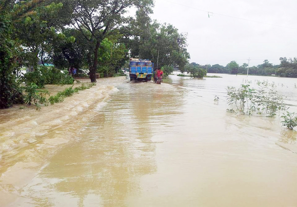 Communication hampered as Najirhar- Kazirhar Road at Fatikchhari Upazila has been flooded.