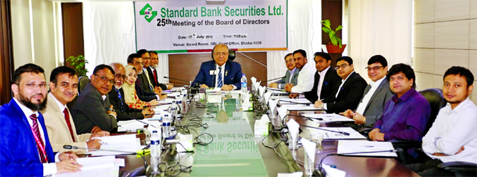 Kazi Akram Uddin Ahmed, Chairman of Standard Bank Ltd, presiding over the 25th board of directors meeting of the Standard Bank Securities Limited at its corporate office in the city on Wednesday. Directors SAM Hossain, Md Zahedul Hoque, Mamun-Ur-Rashid, T
