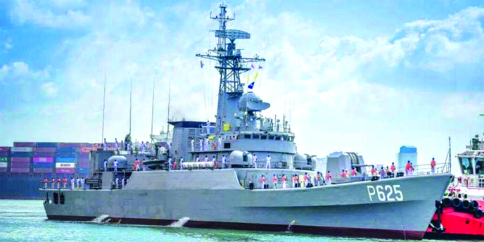 The China-gifted frigate "P625"" arrived in Colombo last week."