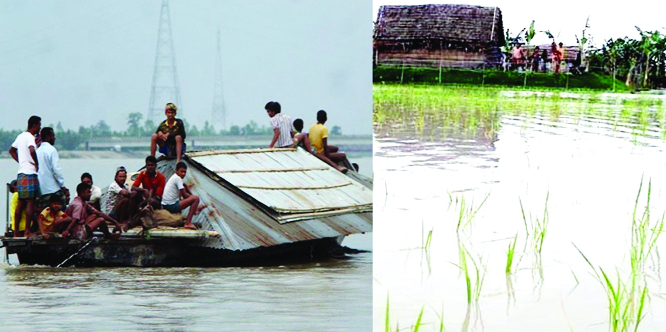 RANGPUR: Though the major river are flowing above danger marks at places marooning many people and submerging standing crops , rate on onrising water from upstream marked fall on Wednesday predicting improvement of flood situation in Rangpur region.