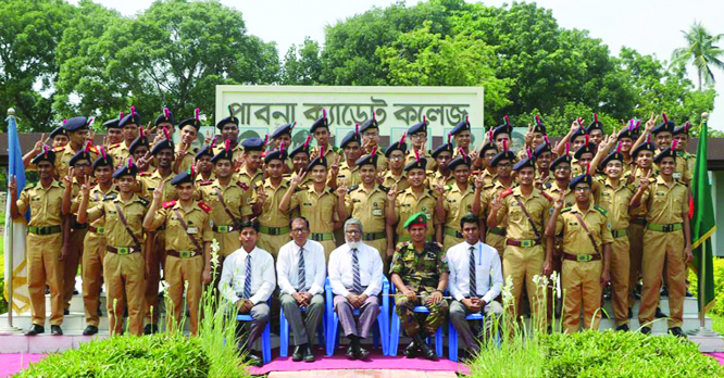 PABNA: Treachers, students and Principal of Paban Cadet College celebrating theit brilliant HSC result on Wednesday.