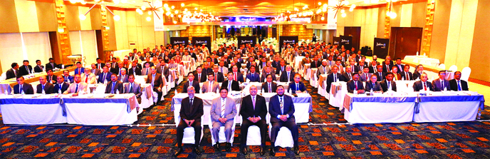 First Security Islami Bank Limited arranges a 2-daylong Half Yearly Business Conference at Radisson Blu Dhaka Water Garden on Thursday. Syed Waseque Md. Ali, Managing Director, Abdul Aziz, AMD, Md. Mustafa Khair and Md. Zahurul Haque, DMDs, Principal of T