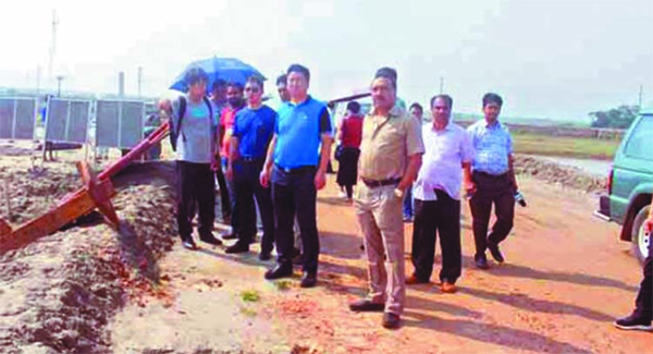Officials and technicians of Union Resources Engineering Co Ltd, a sister concern of Chinese origin industrial visiting the site of the proposed Mega Power Plant at Mirsharai Economic Zone in Chattogram on Tuesday.
