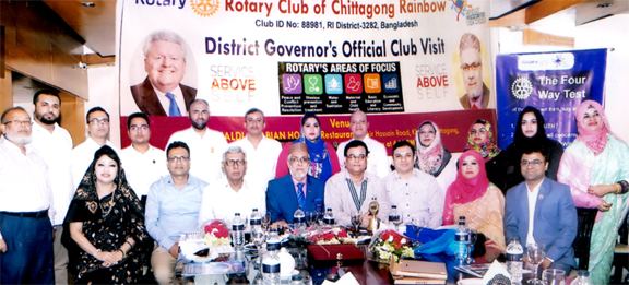 Leaders of Rotary Club of Chittagong Rainbow attended a photo session during a visit to Rotary District-3282 on Wednesday.