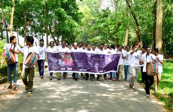 A colourful rally was brought from premises of Civil Engineering Building and ended it at Gol Chakkor after parading the different faculty premises at CUET campus on the occasion of the Rag Day . NN photo