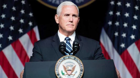 US Vice President Mike Pence speaks during the second Ministerial to Advance Religious Freedom in the Loy Henderson Auditorium of the State Department in Washington.