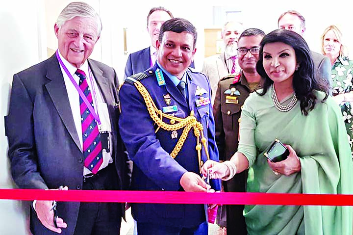 Chief of Air Staff Air Chief Marshal Masihuzzaman Serniabat inaugurating Customer Service Center of Marshal Aerospace and Defence Group in the United Kingdom during his visit there. ISPR photo