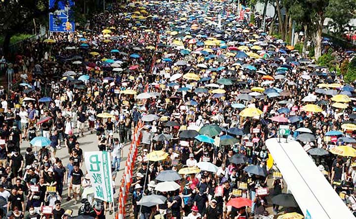 The protesters are calling for democratic reforms, universal suffrage and a halt to sliding freedoms.
