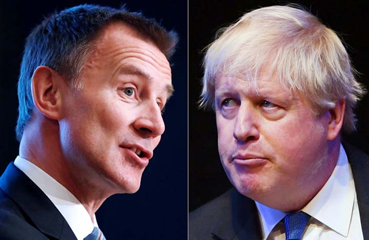 Britain will learn on Tuesday whether Jeremy Hunt (l) or Boris Johnson is the new prime minister AFP photo