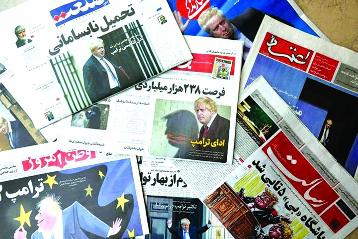 An assortment of Iranian newspapers devoted their front pages to Johnson winning the race to become Britain's next Prime Minister.