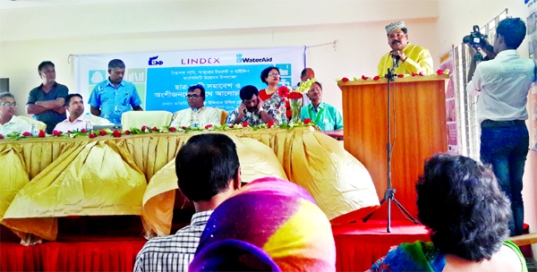 Alhaj Ilias Uddin Mollah, MP speaking at a discussion on the occasion of inaugurating a programme on 'Safe Water and Sanitary Latrine' at Majedul Islam Model High School in the city's Pallabi on Friday.