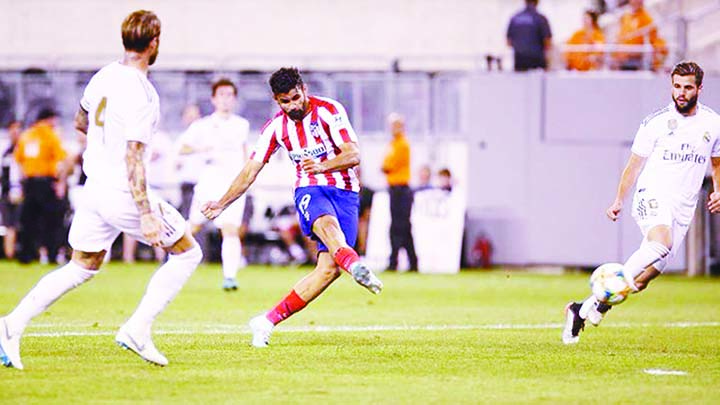Diego Costa scored four goals as Atletico Madrid embarrassed La Liga rivals Real Madrid 7-3 in a pre-season friendly at MetLife Stadium in New Jersey on Friday.